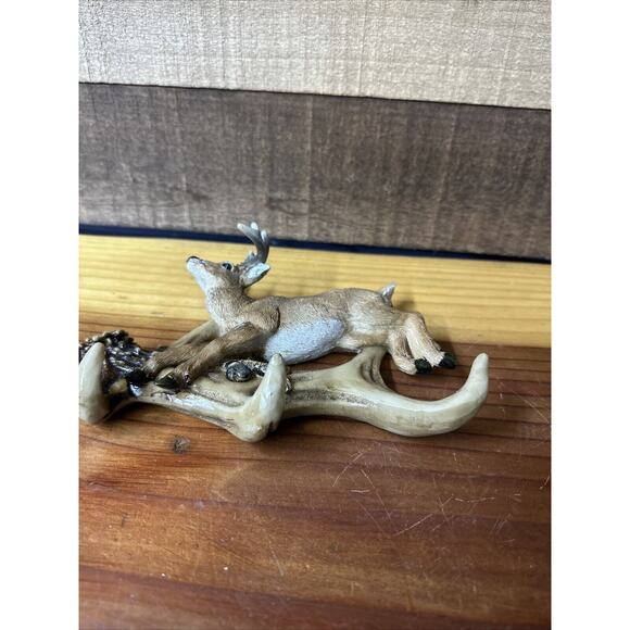 Resin Deer Wall Hanging Decor 3 Hook Rustic KEYS OR Coat Rack - Picture 2 of 6